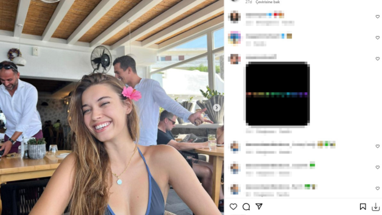 Afra Saraçoğlu, Yunanistan tatilinde tanga bikinisiyle poz verdi
