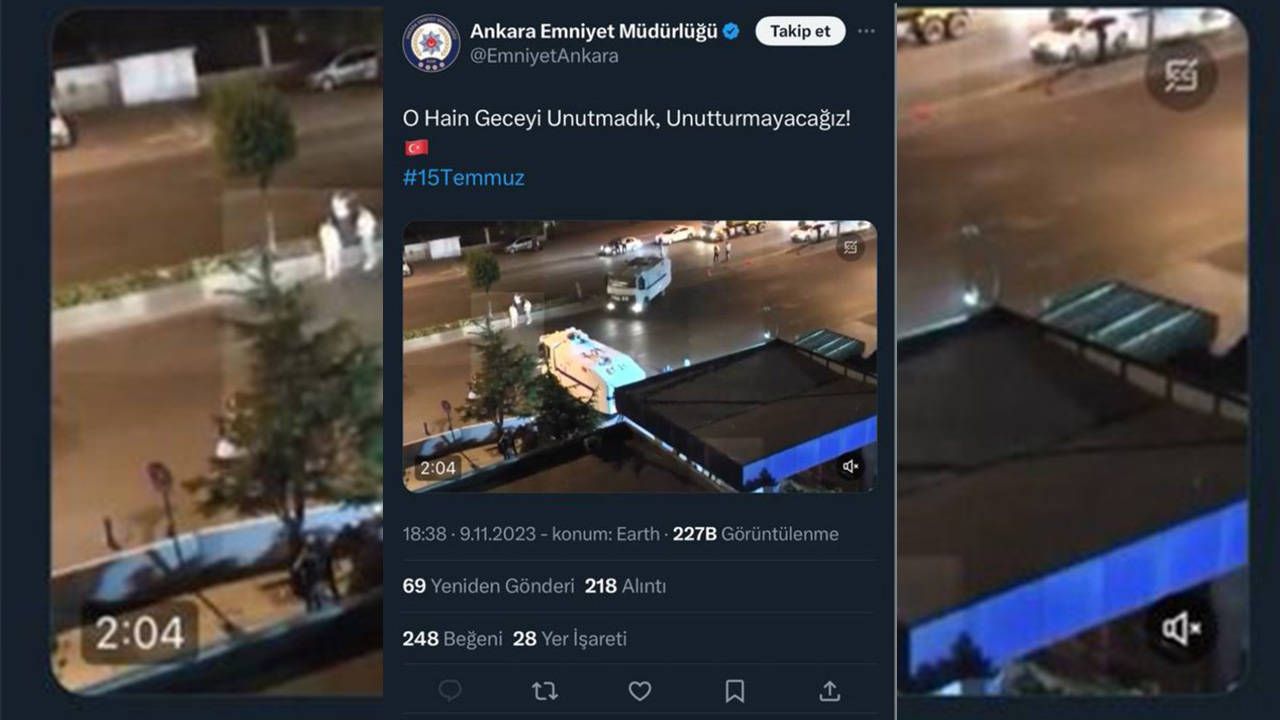 VİDEO HABER/ Ankara Emniyet Müdürlüğü, sildiği 15 Temmuz tweetini yeniden paylaştı