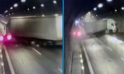 Tünelde meydana gelen zincirleme kaza güvenlik kamerasında