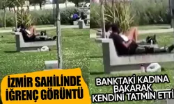 Mide bulandıran görüntü! Bankta oturan kadına bakarak kendini tatmin ettiği anlar kamerada