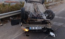 Gaziantep'te devrilen otomobilin sürücüsü yaralandı