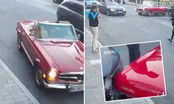 Vale bir anda kontrolü kaybetti, servet değerinde klasik aracı çarptı! İşte o anlar