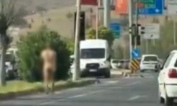 Gaziantep'te akıl almaz görüntü! Caddede çıplak dolaştı...