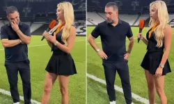 Arda Turan'ın Ukraynalı güzel muhabirle göz teması kurmama çabası dikkat çekti!