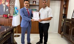 Gaziantep'te orman yangınında gönüllü olarak çalışan operatöre teşekkür belgesi