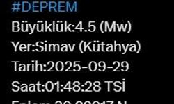 Kütahya’da 4.5 büyüklüğünde deprem