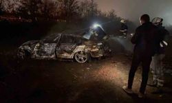 Şarampole uçan otomobil alev aldı: Canlarını son anda kurtardılar
