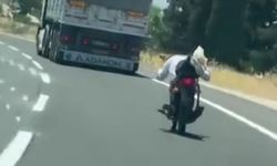 Gaziantep'te yoğun trafikte tehlikeli motosiklet yolculuğu