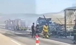 Gaziantep Otoyolu'nda seyir halindeki tır alev alev yandı