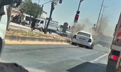 Gaziantep'te trafikte korku dolu anlar! Seyir halindeki otomobil alev aldı
