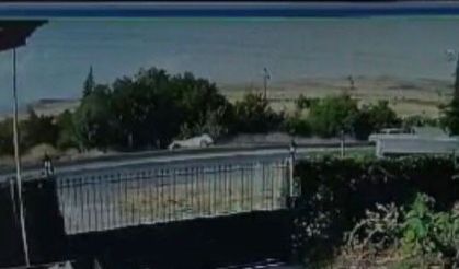 Hızını alamayan otomobil bahçeye uçtu: Olay anı güvenlik kamerasında