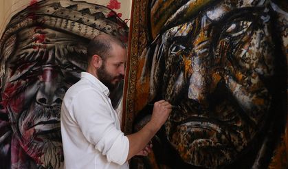 Atıl halı ve perdeler genç ressamın fırçasıyla yeniden hayat buluyor