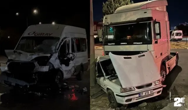 Feci kaza! Gaziantep’te tır işçi servisine çarptı: 3’ü ağır 13 yaralı