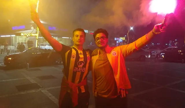 Fenerbahçeli taraftarlar, Galatasaraylılarla kutlama yaptı