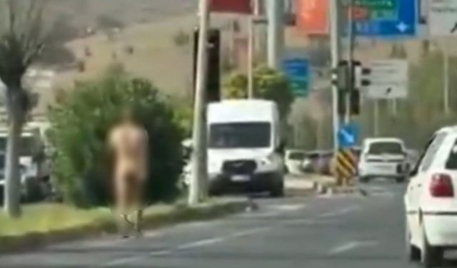 Gaziantep'te akıl almaz görüntü! Caddede çıplak dolaştı...