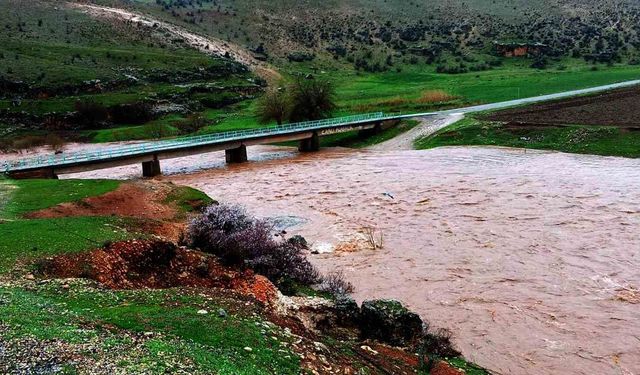 Araban'da etkili olan sağanak yağış Sıtma Pınar Çayı'nın debisini arttırdı