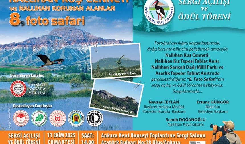 Bu Sergiyi Kaçırmayın! Nallıhan Kuş Cenneti Sergisi Yarın Ankara Kent Konseyi Salonunda Açılıyor.