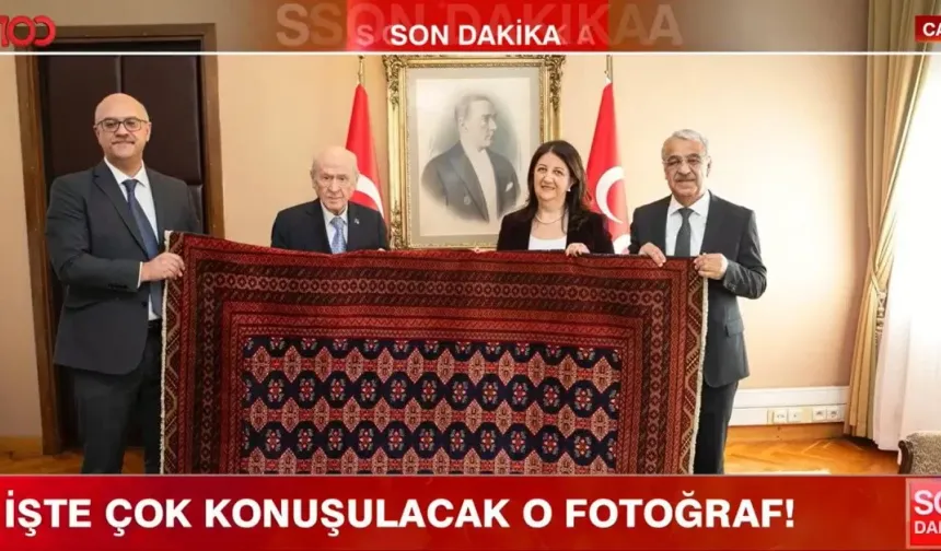 Öcalan’ın Bahçeli’ye hediye ettiği kilimi canlı yayında yorumladılar: Kurt imajı görülüyor