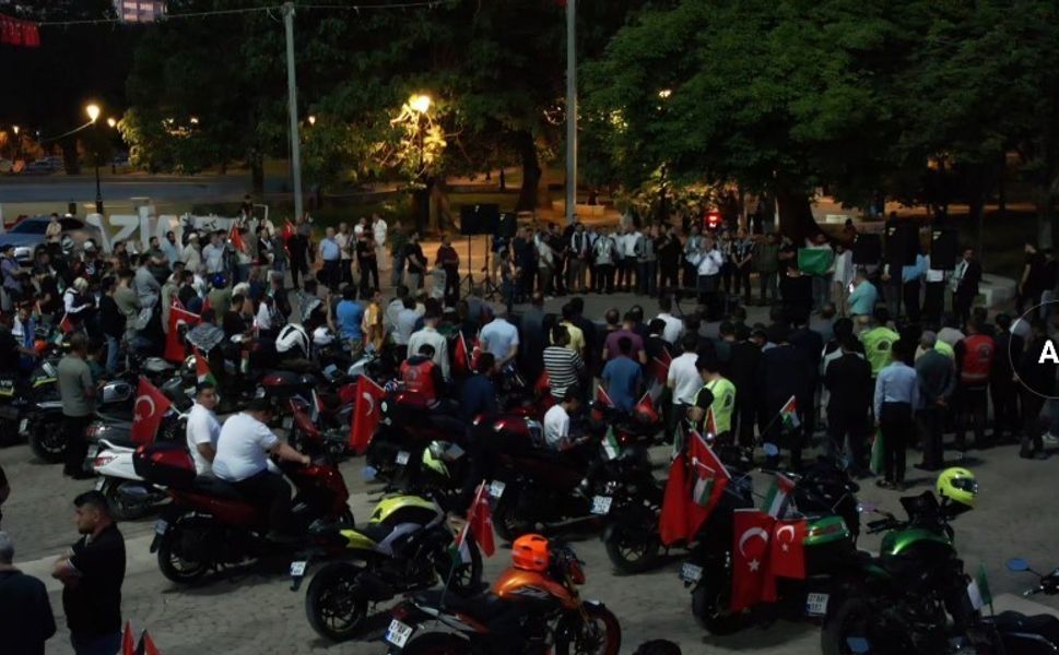 Gaziantep’te motosiklet sürücüleri İsrail’i protesto etti