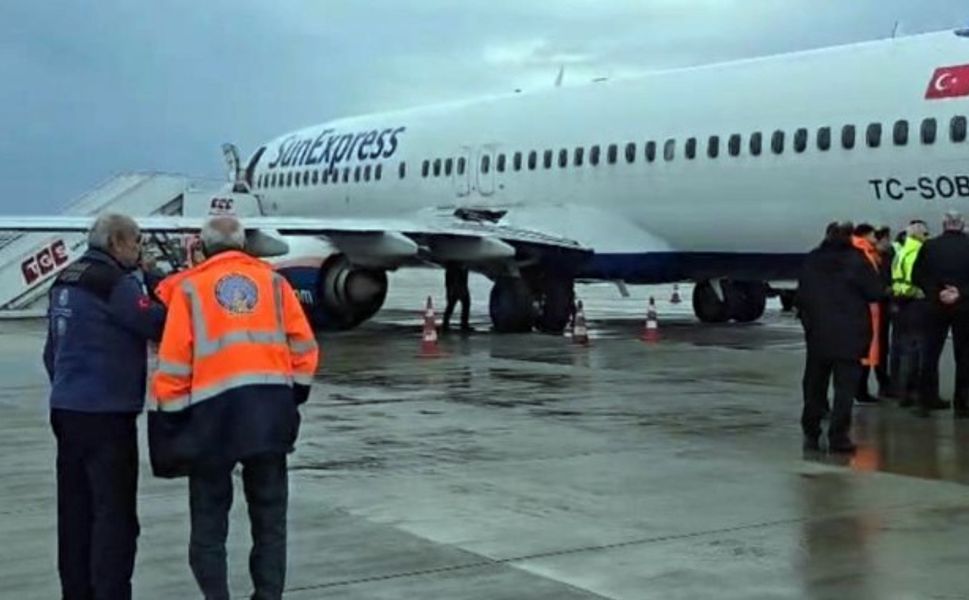 Antalya Havalimanı'nda Gaziantep uçağında korkutan kaza ucuz atlatıldı