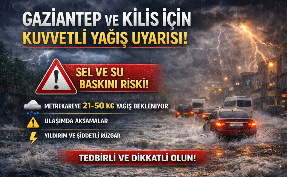 Meteoroloji uyardı! Gaziantep ve Kilis için kuvvetli yağış alarmı...