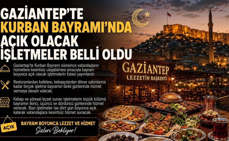 Gaziantep’te Kurban Bayramı’nda açık olacak işletmeler belli oldu