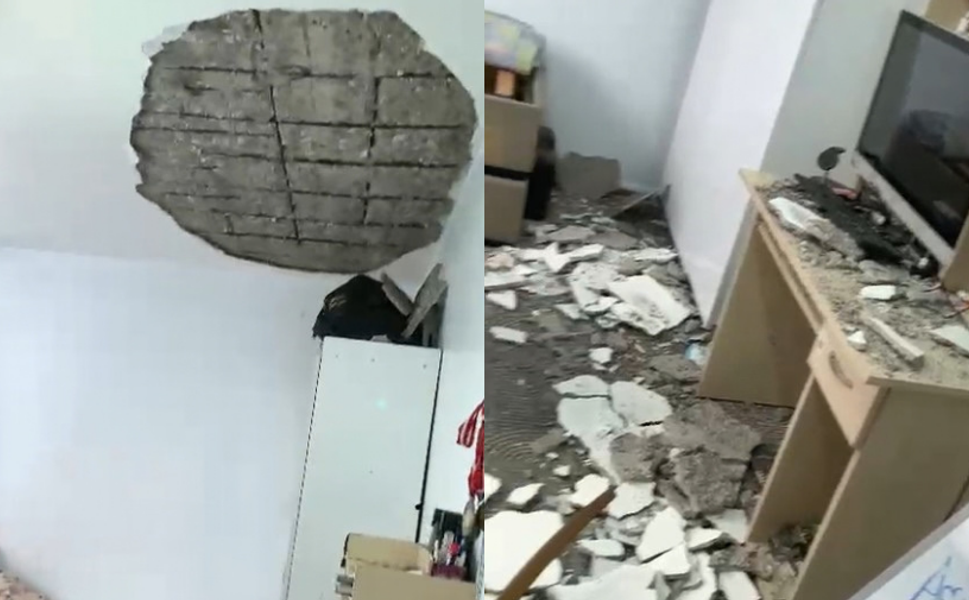 Depremde Gaziantep'teki bir evin tavanında kısmi çökme meydana geldi