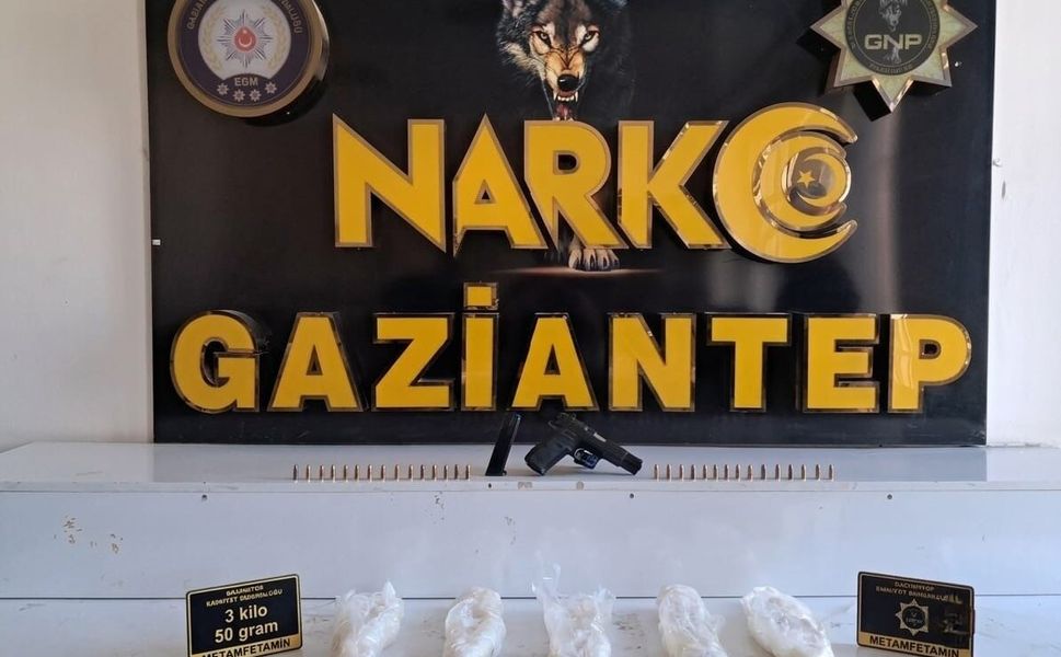 Gaziantep'te 3 kilo metamfetamin ele geçirildi: 1 gözaltı