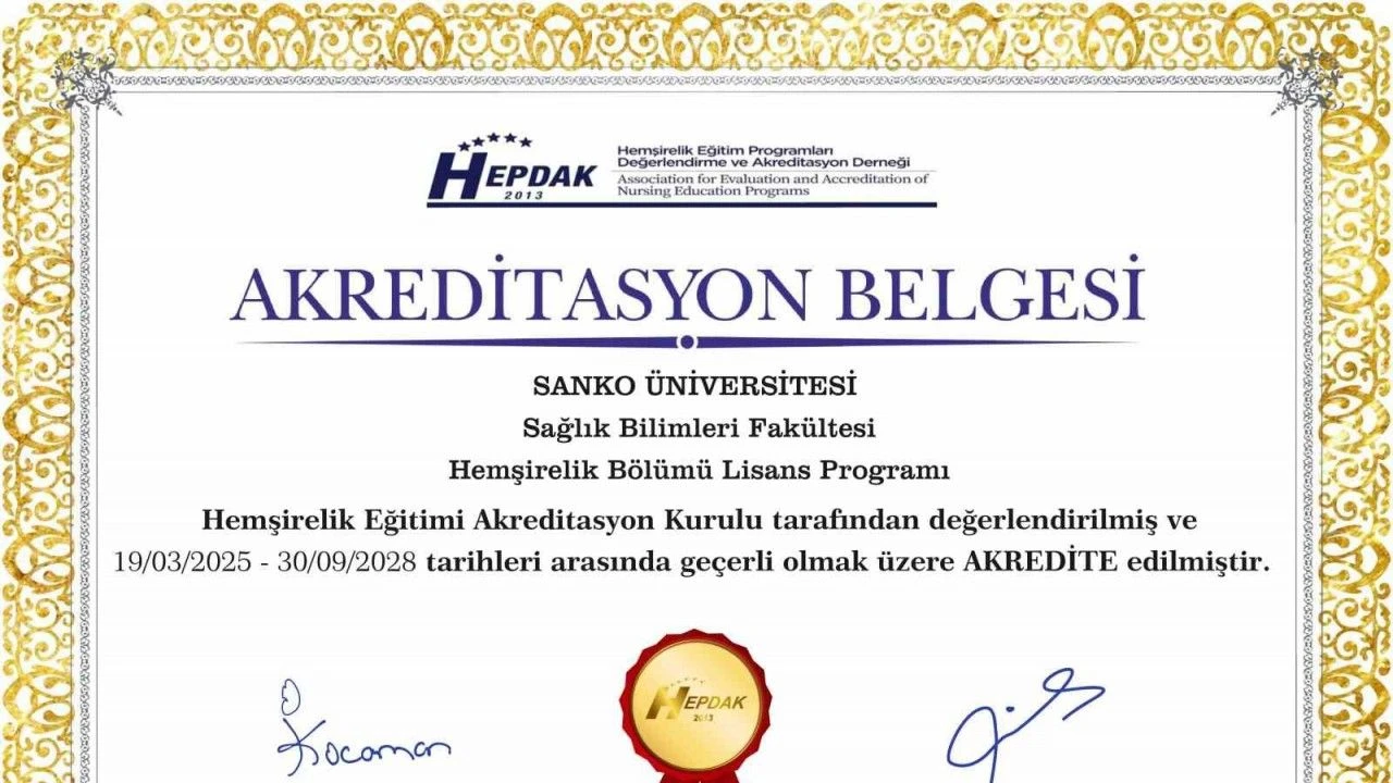 Sanko Universitesi Hemsirelik Programi Yeniden Akredite Edildi