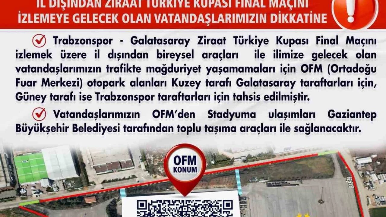 Turkiye Kupasi Finaline Araclariyla Gelecek Taraftarlar Icin Gaziantepteki Otopark Alanlari Belirlendi